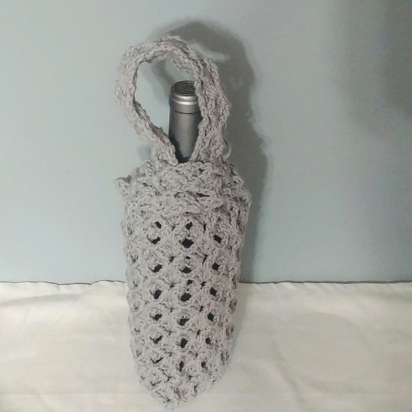 Handmade Crocheted Grey Japanese Knot Bag bag Wine holder - Picture 1 of 7